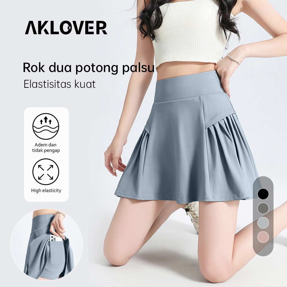AKLOVER 2 in 1Rok Celana Skirt Pendek Olahraga Wanita Rok Tenis Badminton Celana