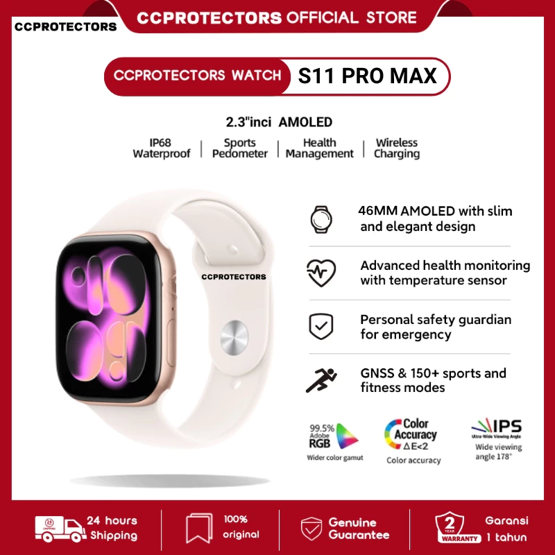 CCPROTECTORS SmartWatch Series S11 Pro Max With 2.3" HD AMOLED Display IP68 Waterproof