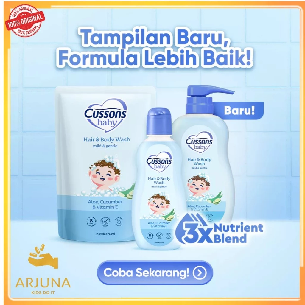 ARJUNA CUSSONS HAIR & BODY WASH 100+100ml MILD & GENTLE / SABUN CAIR BAYI KT4