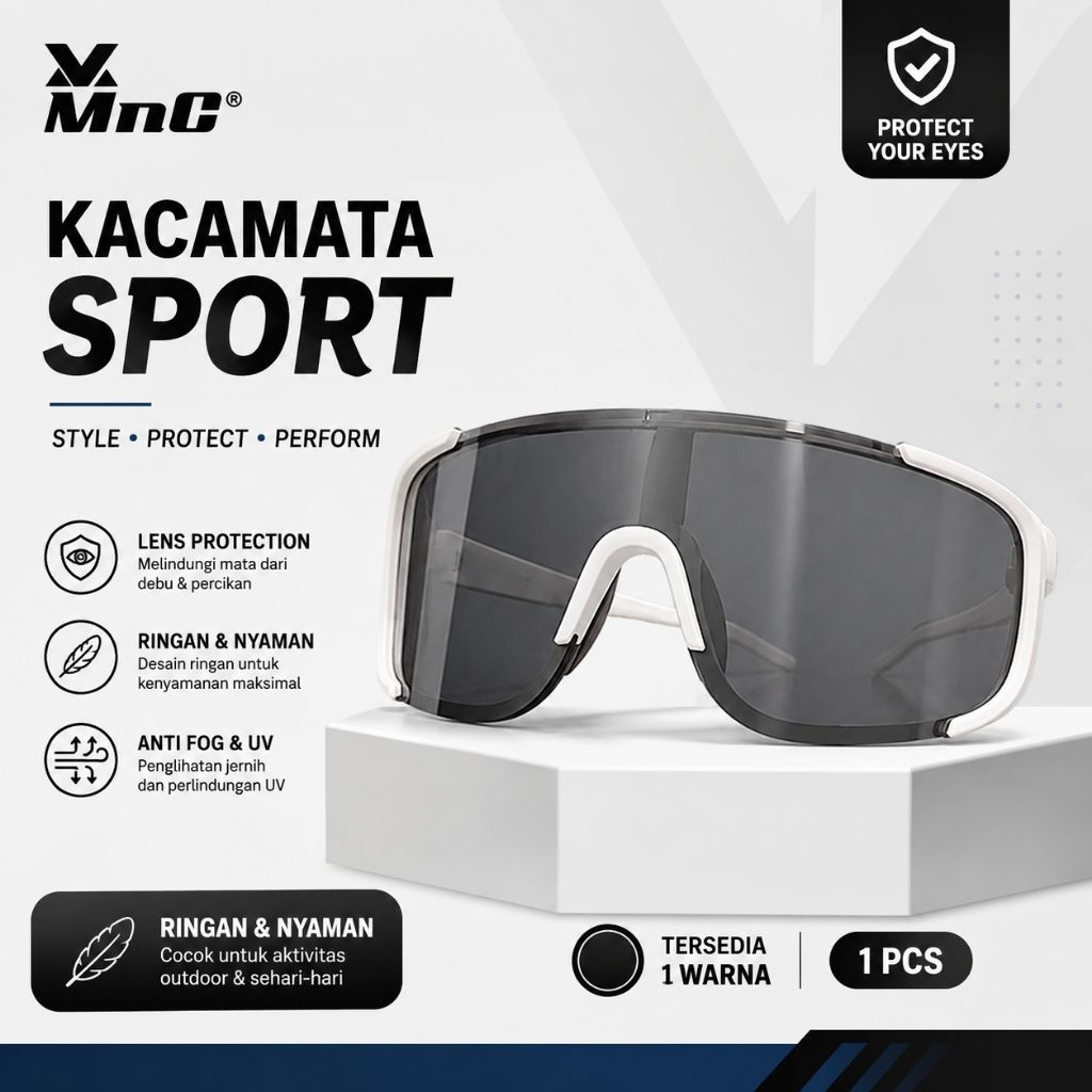 MnG Kacamata Sport Pria Wanita Anti UV Windproof Outdoor Untuk Olahraga Lari Sepeda &