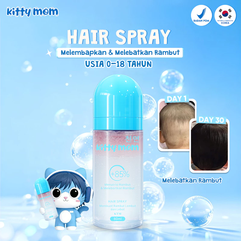 Kitty Mom Kids Baby Hair Lotion Spray | Vitamin & Pelebat Rambut Bayi | Hair Care Anak | Baby Newborn Skincare | Hair Tonic Anak