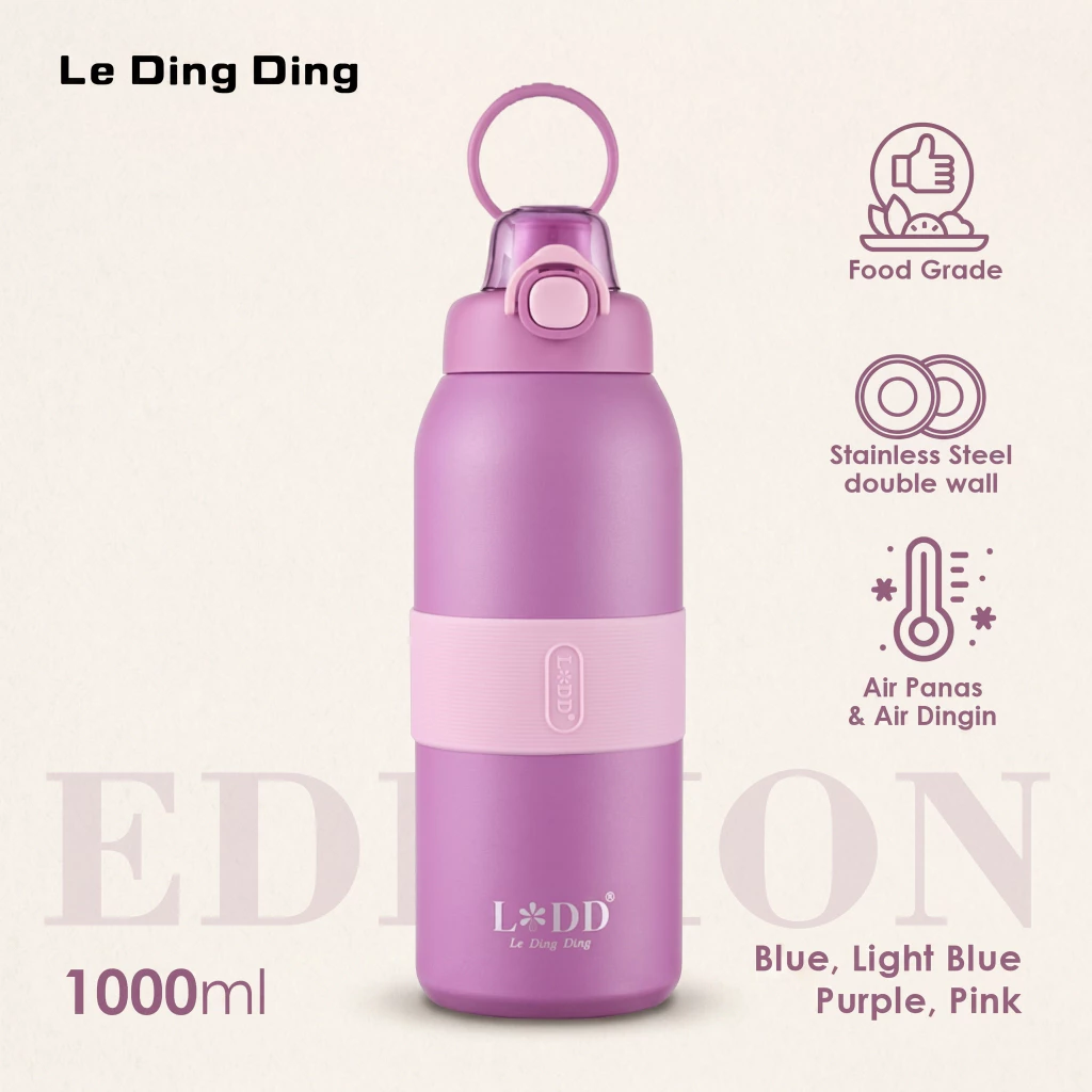 Ledingding-Tumbler Panas Dingin SUS304 Stainless Steel 1000ML Botol Minuman Aesthetic Tumbler Minum Estetik Termos Air Panas 24 Jam