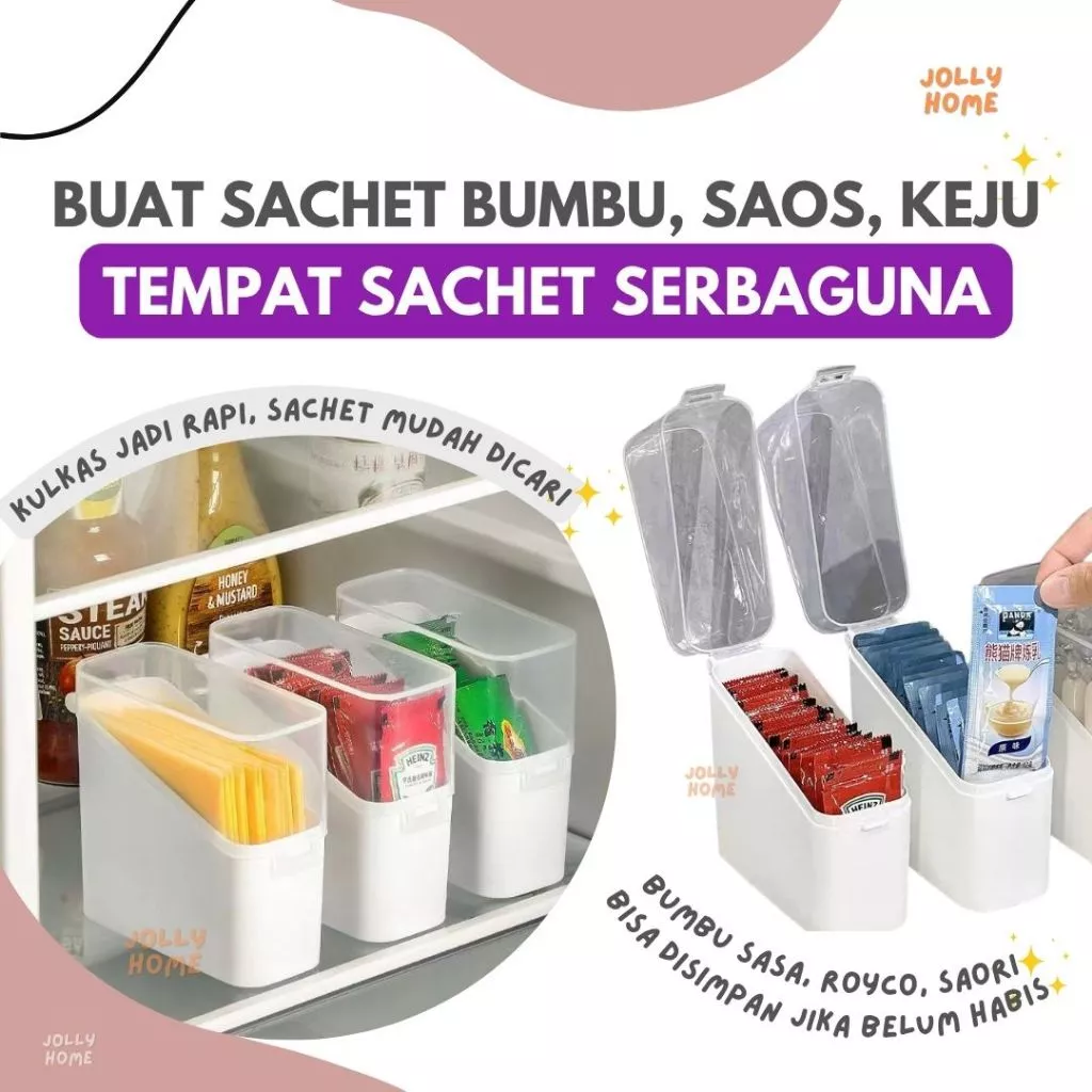 Kotak Penyimpanan Pintu Kulkas Serbaguna | Organizer Saos Bumbu Kopi Sachet Keju Slice