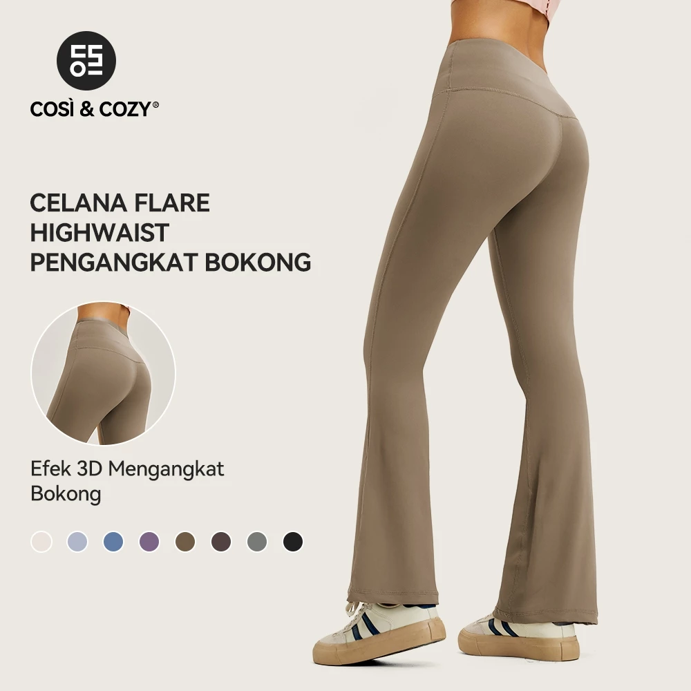 COSI COZY Legging Celana Olahraga Wanita Panjang Cutbray Flare Bottom