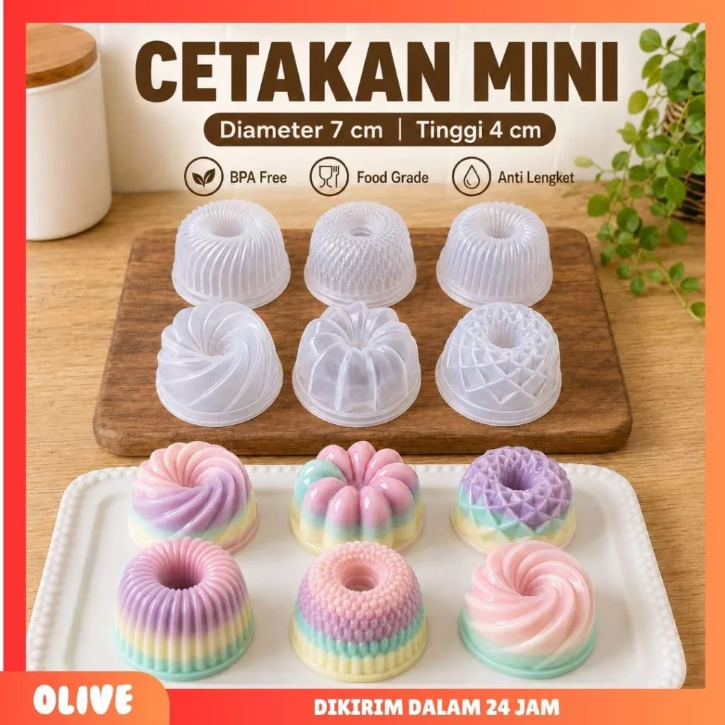 12 pcs Mix 6 motif cetakan loyang ager ager jelly cetakan coklat cetakan kue cetakan kukus