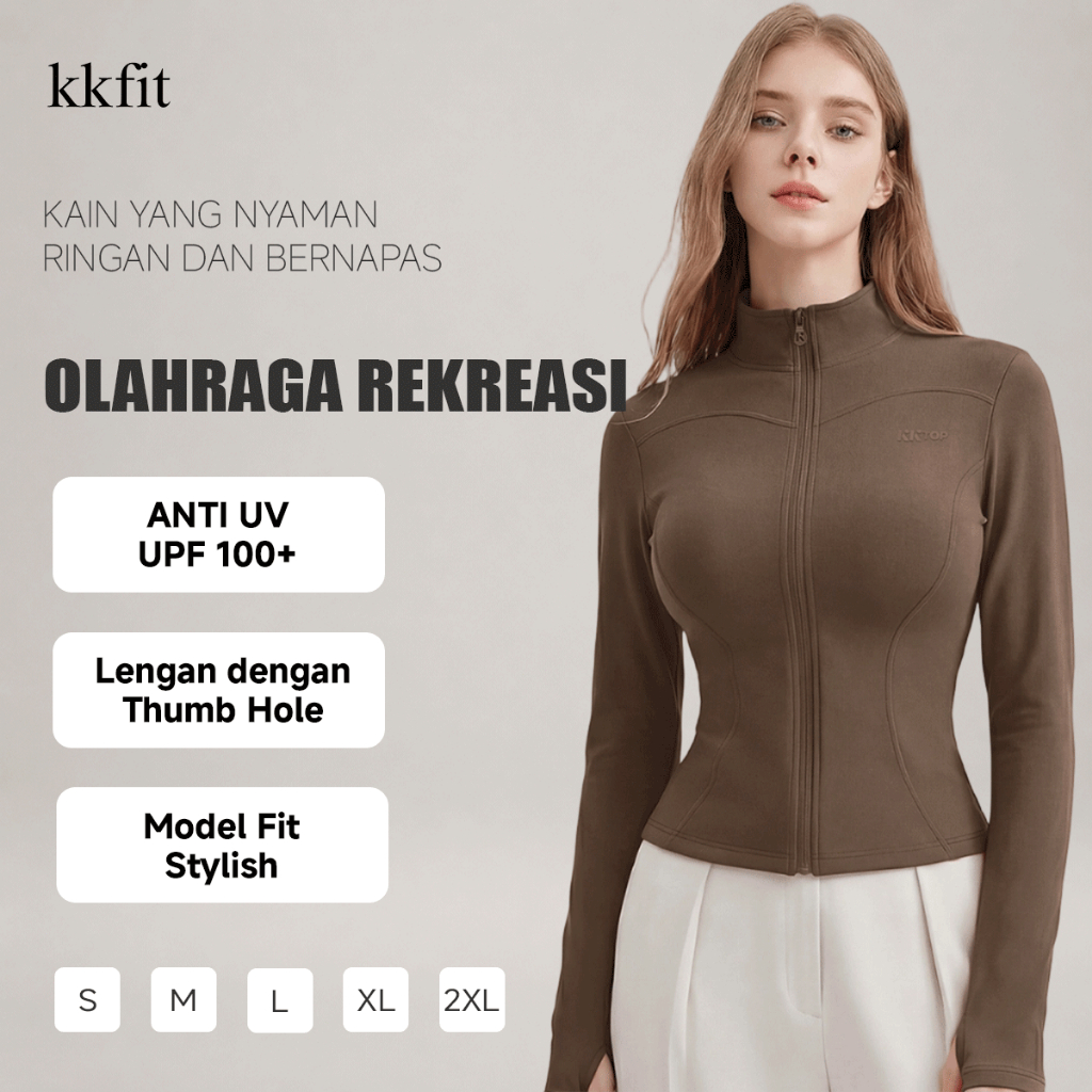 KKFIT Ori Jaket Olahraga Anti Uv UPF100+ Wanita Lengan Panjang Untuk