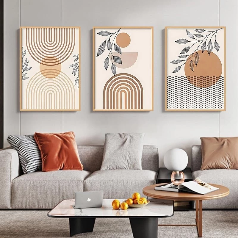 Hiasan Dinding 3 Panel Abstrak Minimalis Tahan Air