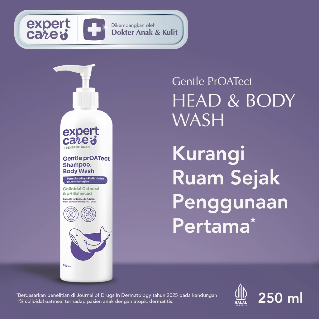 Expert Care Sampo & Sabun Mandi Bayi Newborn & Anak - Hair and Body 250 ml / 380 ml - Sampo & Sabun Mandi Bayi Newborn & Anak dengan Colloidal Oatmeal - Kulit Lembap & Rambut Tebal