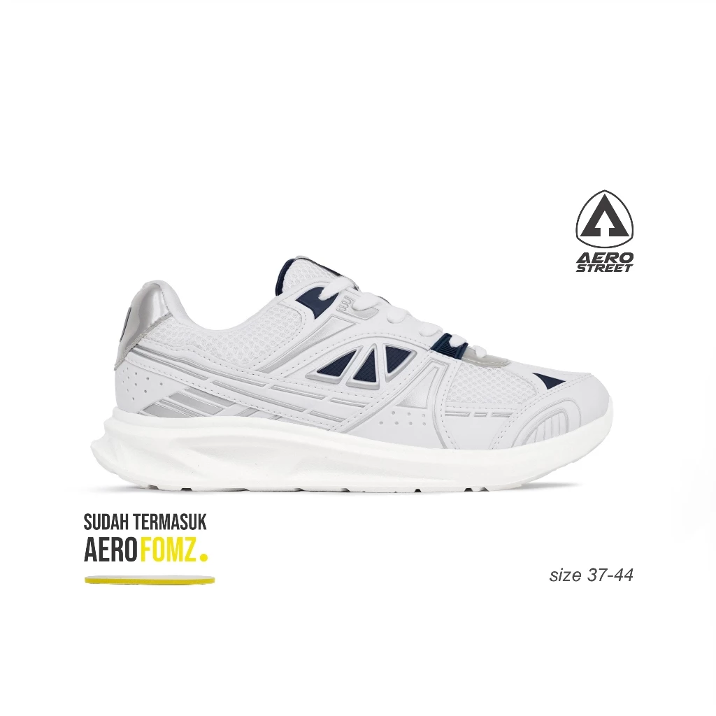 Aerostreet Riven Sneakers Unisex Putih/Abu/Biru Tua Sepatu Pria Wanita Casual Sporty