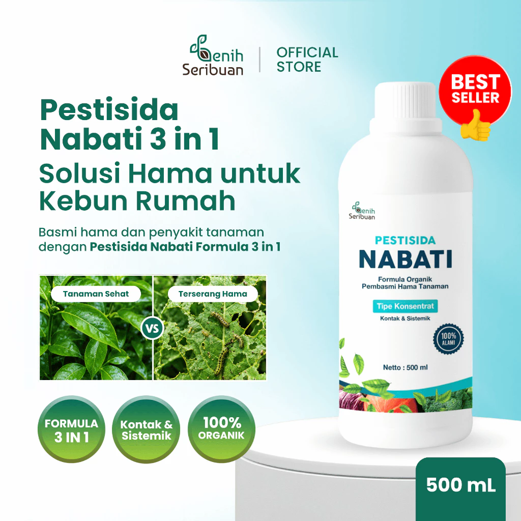 Pestisida Nabati 500ml Formula 3 in 1 Pembasmi Hama Tanaman - Obat Hama Insektisida, Fungisida dan Bakterisida - Benih Seribuan