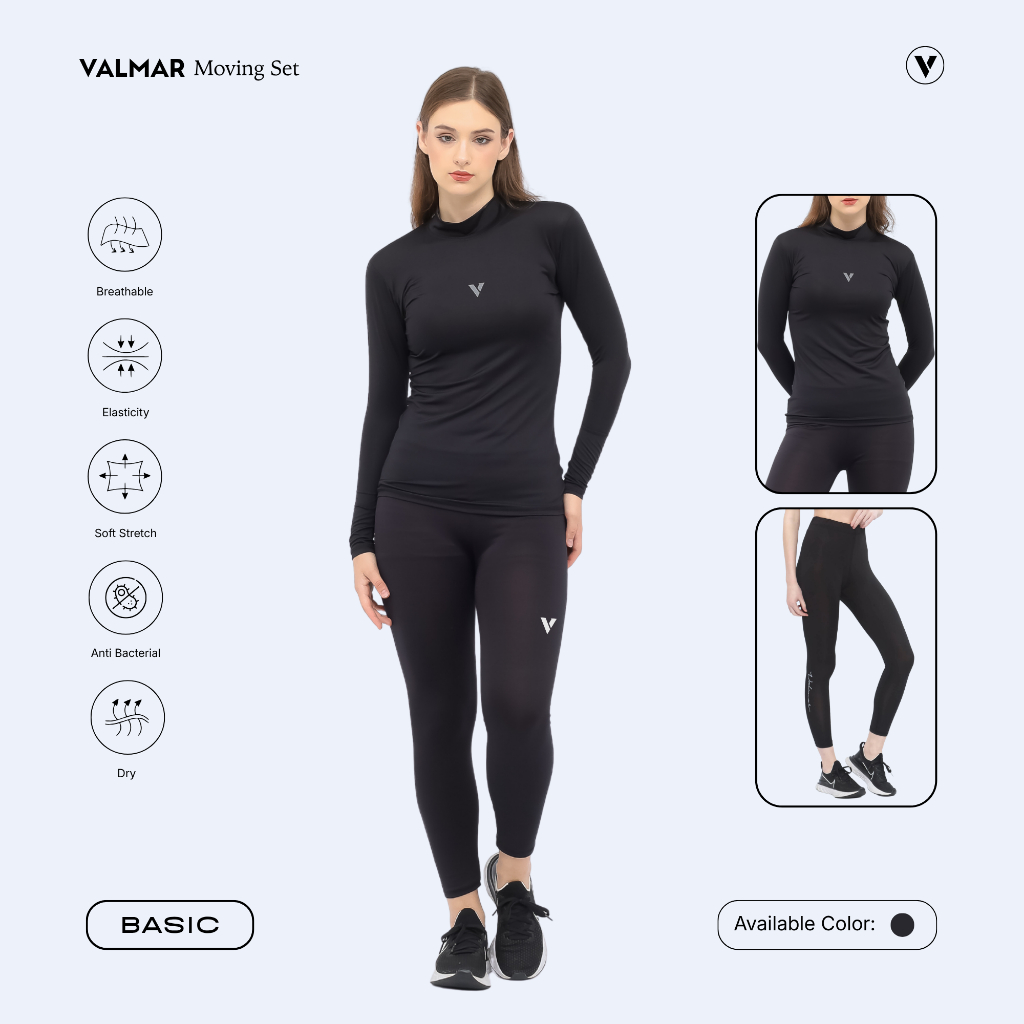VALMAR SPORTWEAR Moving Set Manset Wanita Lengan Panjang & Legging Sporty Baselayer inner