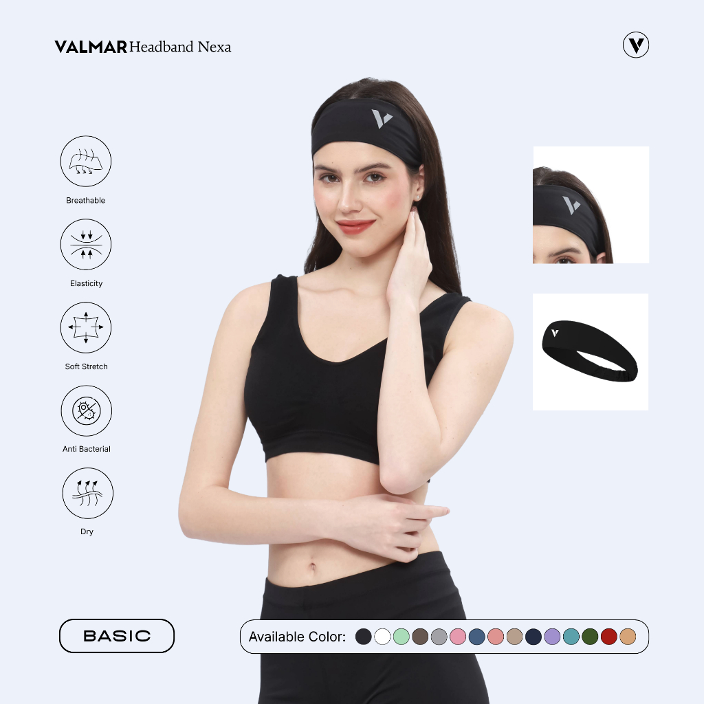 VALMAR SPORTWEAR Nexa Headband Ikat Kepala Olahraga Pria Wanita Sport Gym Yoga Running