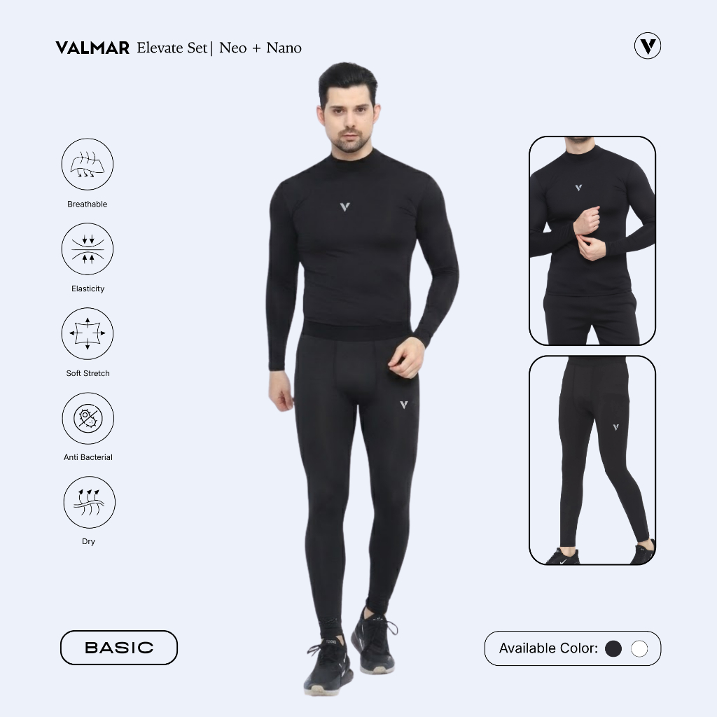 VALMAR SPORTWEAR Elevate Set Manset Pria Baselayer Lengan Panjang & Legging Sporty