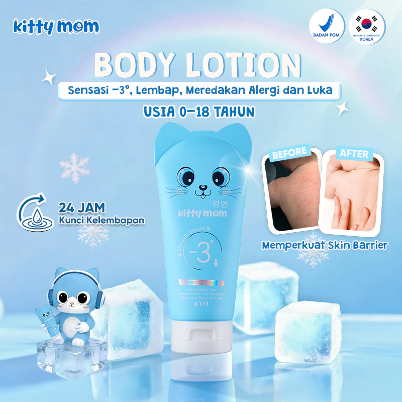 Kitty Mom Baby Body Lotion | Handbody Skincare Bayi Newborn BPOM | Pelembab Kulit Kering & Sensitif | Body Care | Perawatan Kulit Anak & Remaja 0-18 Tahun