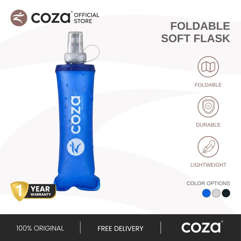 COZA Foldable Soft Flask 500 ML Botol Air Minum Lipat Olahraga Outdoor BPA Free Botol