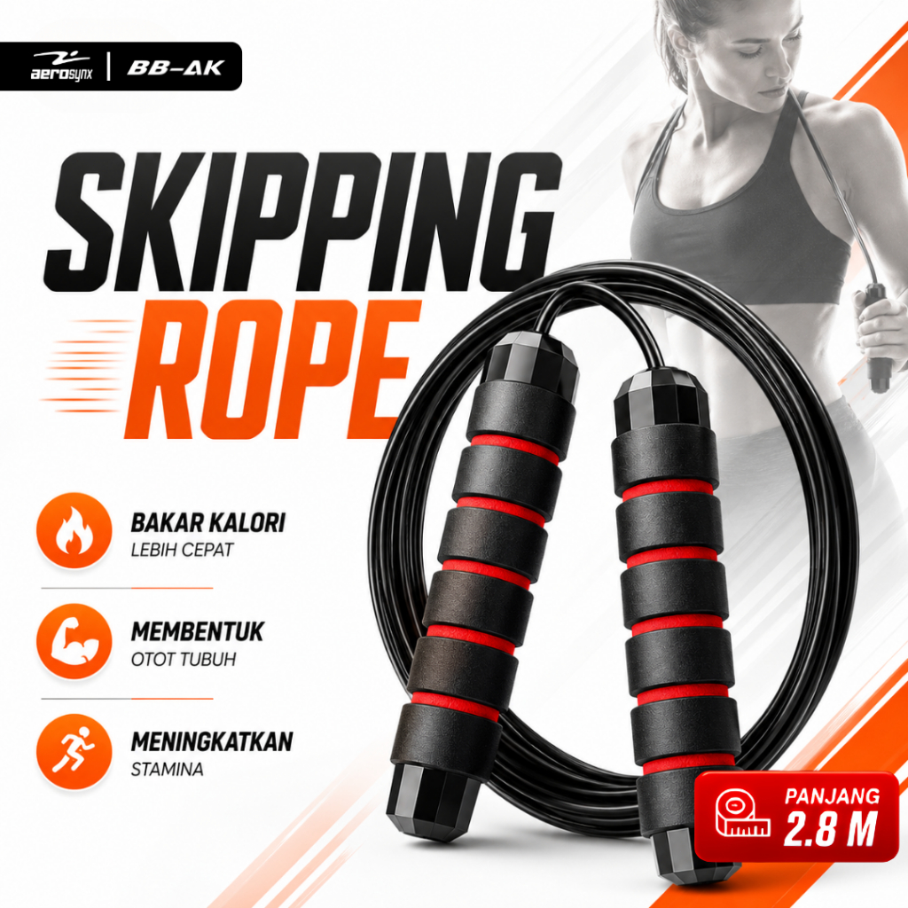 BBAK Premium Skipping Rope Lompat Tali Rope Size 2.9m anti slip, Latihan Alat Olahraga