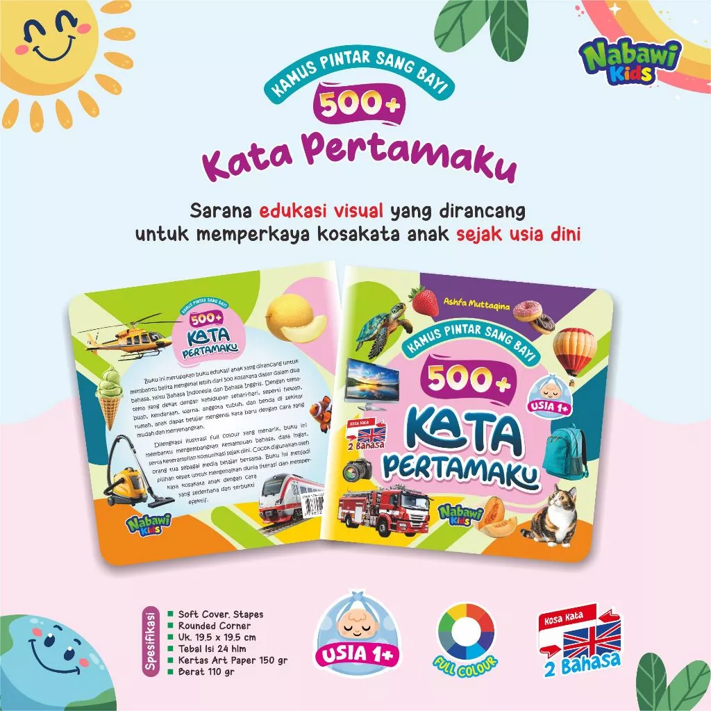 500+ Kata Pertamaku (Full Colour) - Buku Pintar Bayi Usia 1+ Tahun | Belajar Kosakata