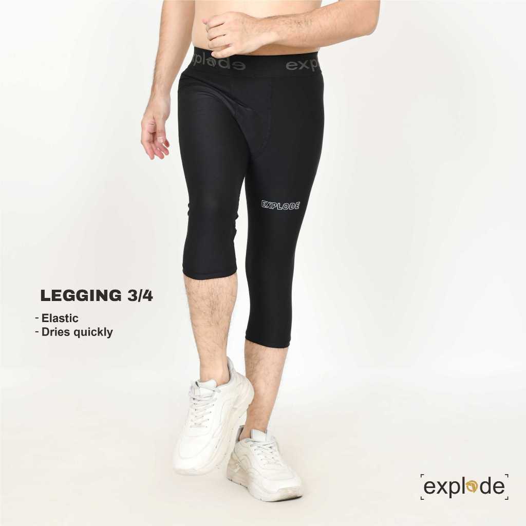 EXPLODE - Legging 3/4 Pria Celana Olahraga Ketat Bawahan Sport Elastis
