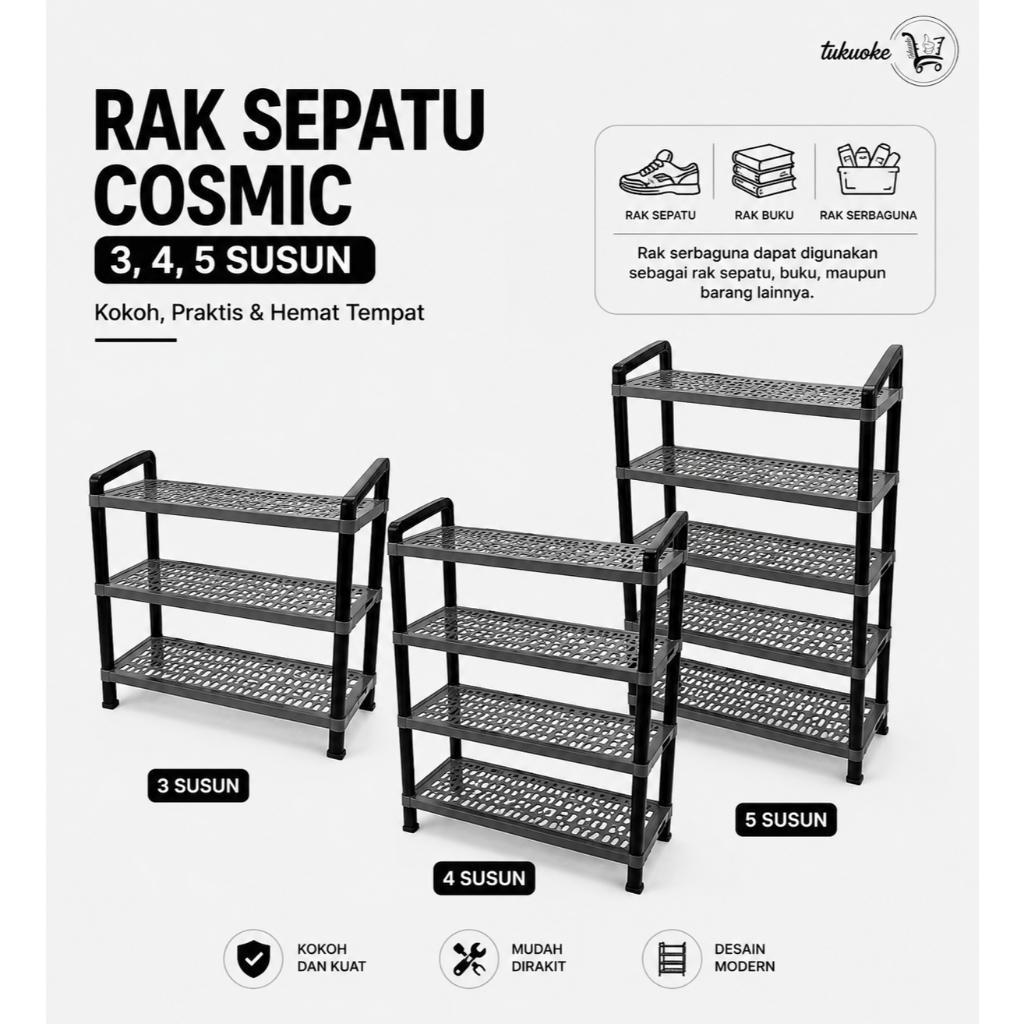 RAK SEPATU COSMIC 5 SUSUN / 3 SUSUN / 4 SUSUN CALISTA / TEMPAT PENYIMPANA SEPATU SANDAL