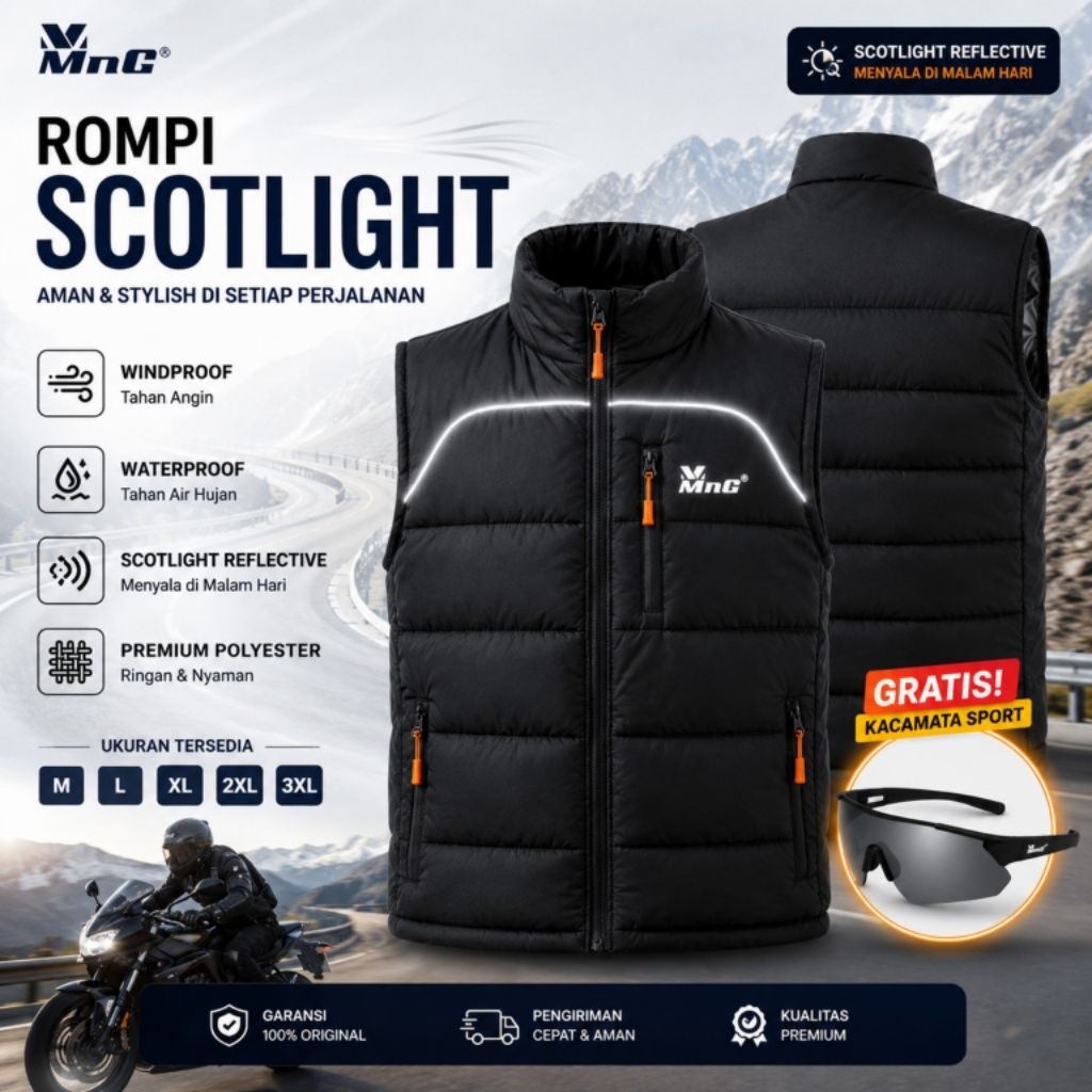 MnG Rompi Reflective Motor Pria Wanita Waterproof Windproof Outdoor Touring Motor