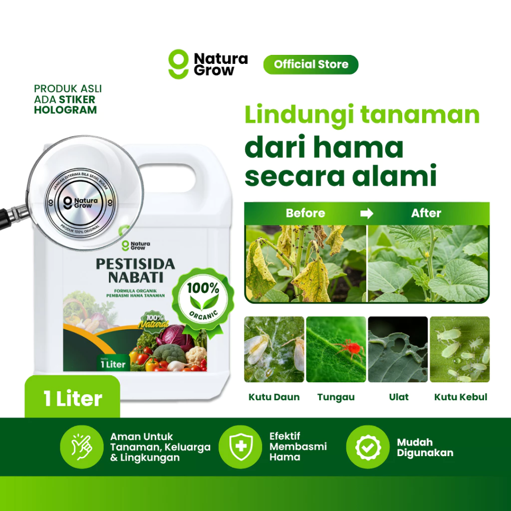 Naturagrow Pestisida Nabati 1 Liter - Obat Hama Jamur Bakteri Tanaman Organik Ampuh Basmi Kutu Daun Ulat Grayak & Semut