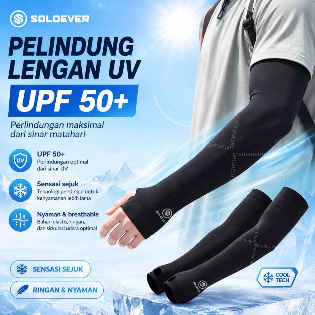 Soloever Arm Sleeves Manset Tangan Handsock Deker Anti UV Unisex UPF50+ Olahraga Luar