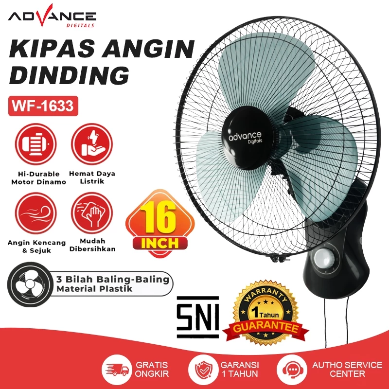 Advance Kipas Angin Dinding WF-1633 kipas angin tempel dinding 16Inch Hi-Durable Motor Dinamo