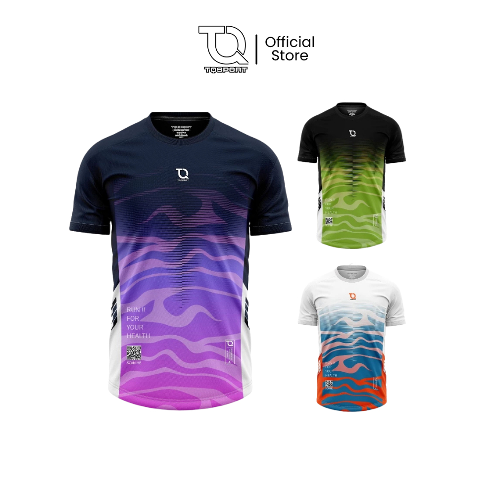 TQSPORT - Jersey Cyclop Baju Running Pria Kaos Olahraga Lari Dryfit Printing