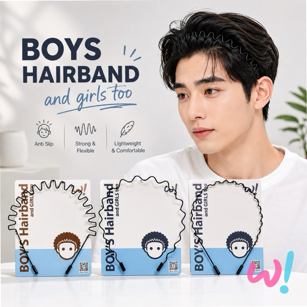 W! Accessories Bando Kawat Hitam Cowok Pria Boy Headband 64371300