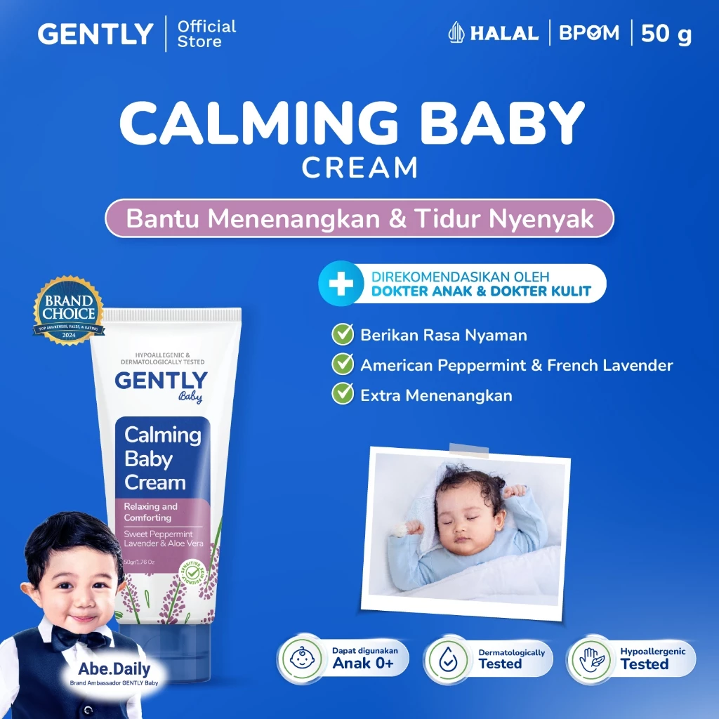GENTLY Calming Baby Cream 50 g | Perlengkapan Bayi Newborn - Tidur Nyenyak - Nyaman untuk si Kecil