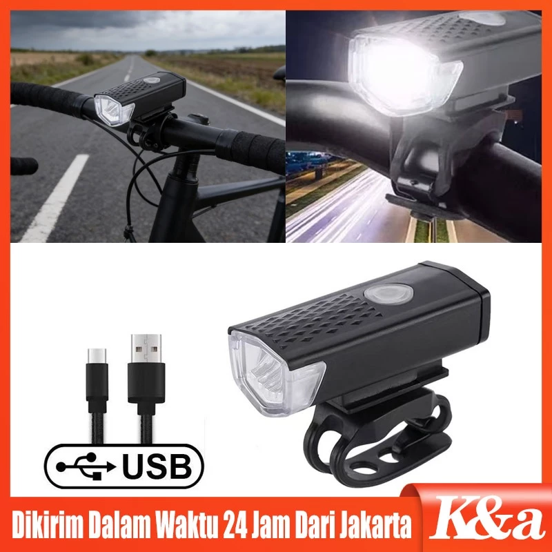 Lampu Sepeda Depan Belakang LED Anti Air Waterproof USB Rechargeable Murah Lampu Sepeda
