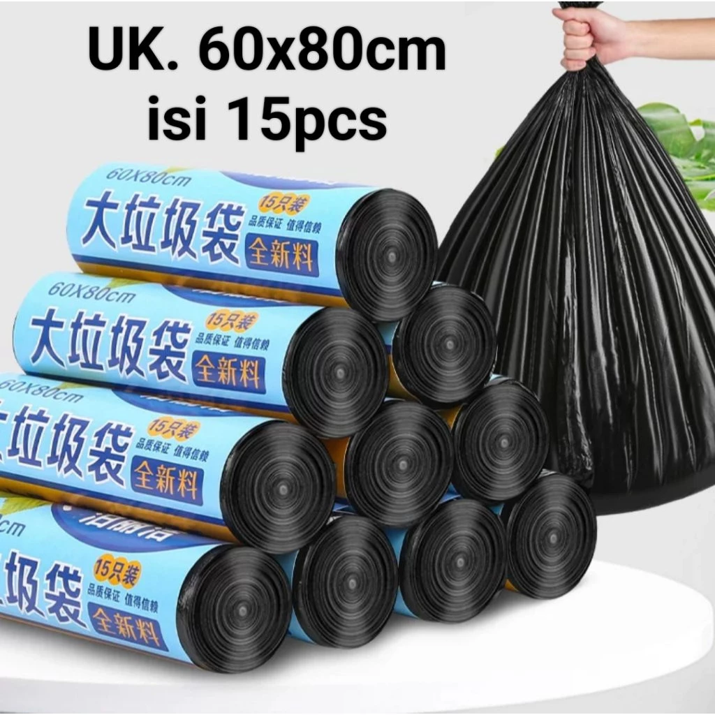 Kantong Plastik Sampah Extra Tebal 60x80cm ( 1 Roll Isi 15pcs )