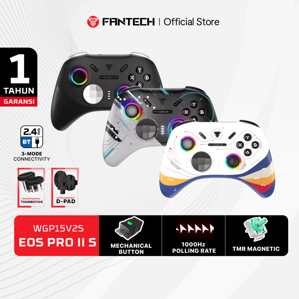 Fantech Eos Wireless Gaming Controller WGP15V2S Eos Pro II S Gamepad Hall Effect Mechanical Stik Game Bluetooth PC Android iOS