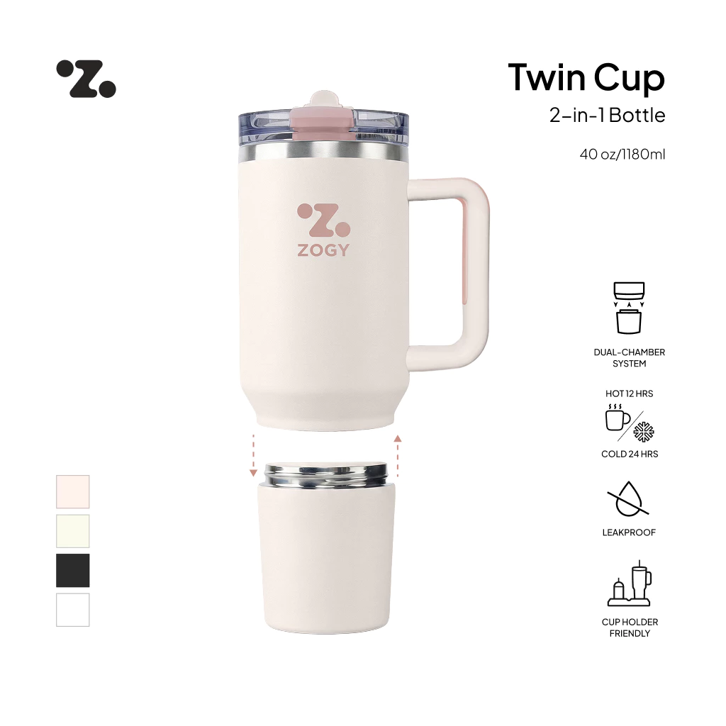 ZOGY Twin Cup 2-in-1 Bottle 1.2L VOL.2  – Tumbler Mug Stainless Tahan Panas & Dingin 1200ml