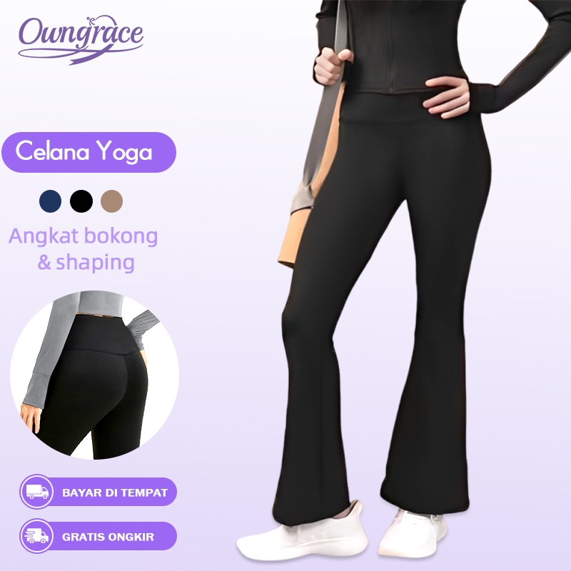 Owngrace Celana Legging Wanita Pinggang Tinggi Flare Celana Olahraga & Yoga Celana Sport
