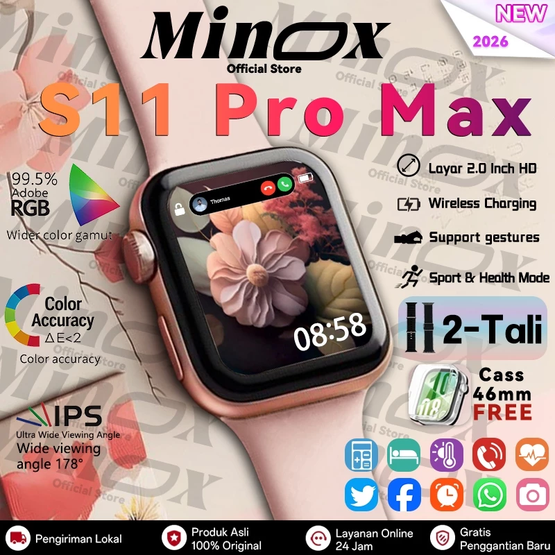 Minoox Smartwatch Serie S11 Smart Watch S11 Jam Pintar Olahraga Bluetooth 2.1"HD AMOLED