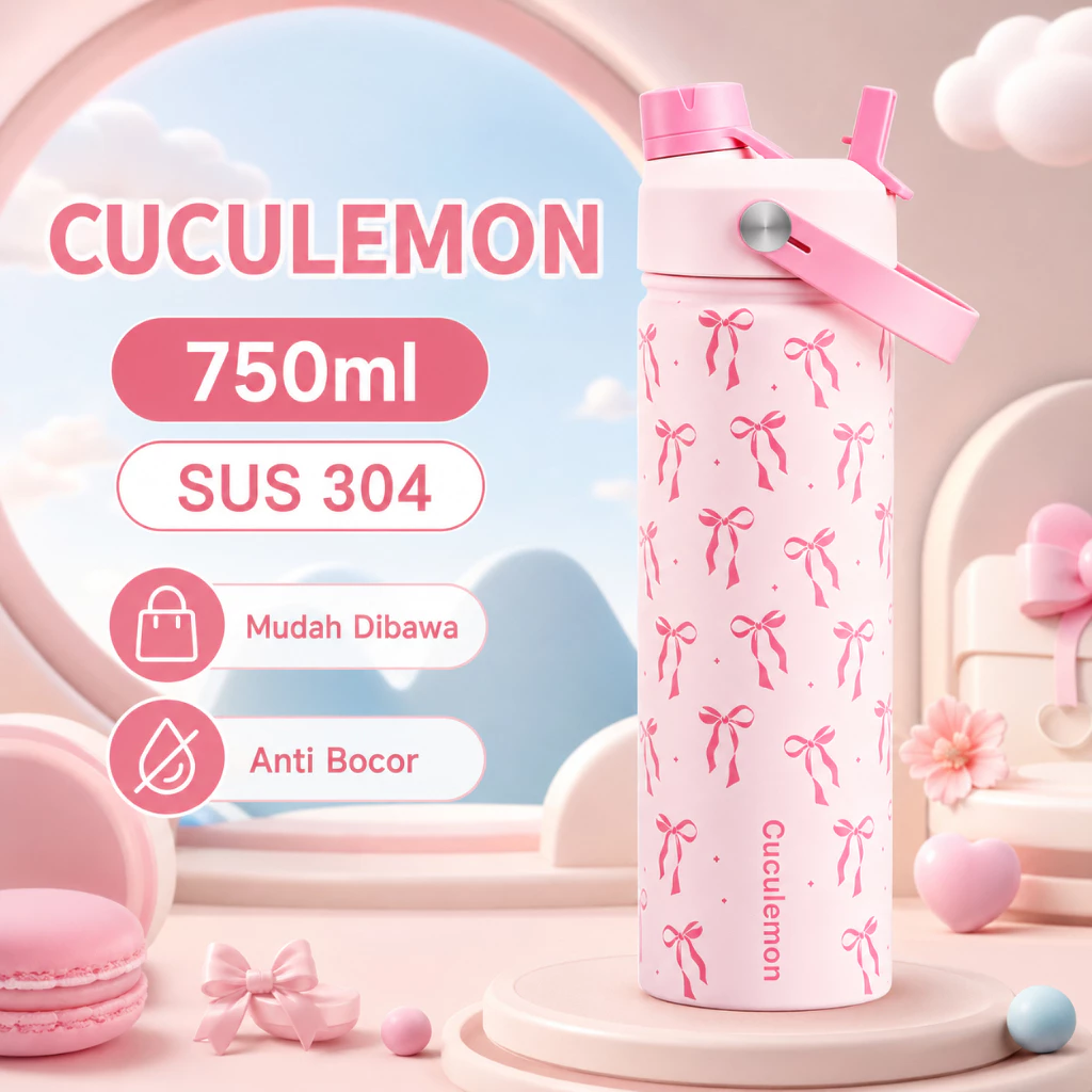 CUCULEMON Tumbler Botol Minum Stainless 750ml 25oz Vacuum Insulated BPA Free Anti Bocor untuk Olahraga