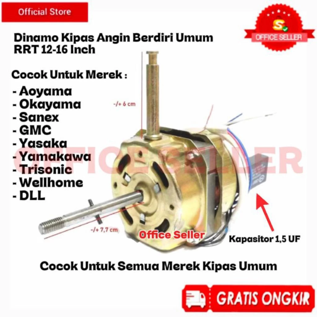 DINAMO MESIN KIPAS ANGIN STAND FAN / BERDIRI 12-16 INCH RRT / MOTOR KIPAS ANGIN UNIVERSAL AOYAMA GMC SANEX YASAKA TD OKAYAMA COCOK UNTUK SEMUA MEREK CINA