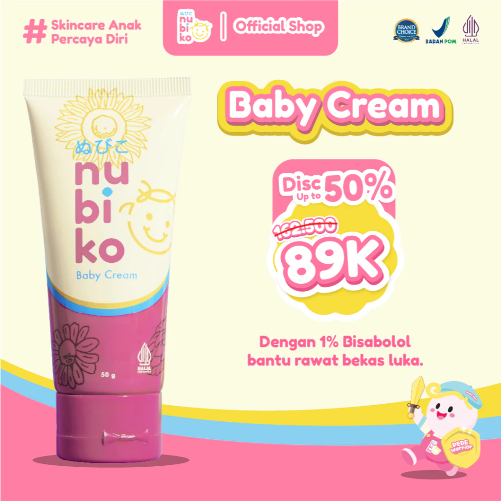 Nubiko Baby Cream 50 gr dengan Bisabolol Sunflower Oil Aloevera Cream Anak Bebas Bekas Luka