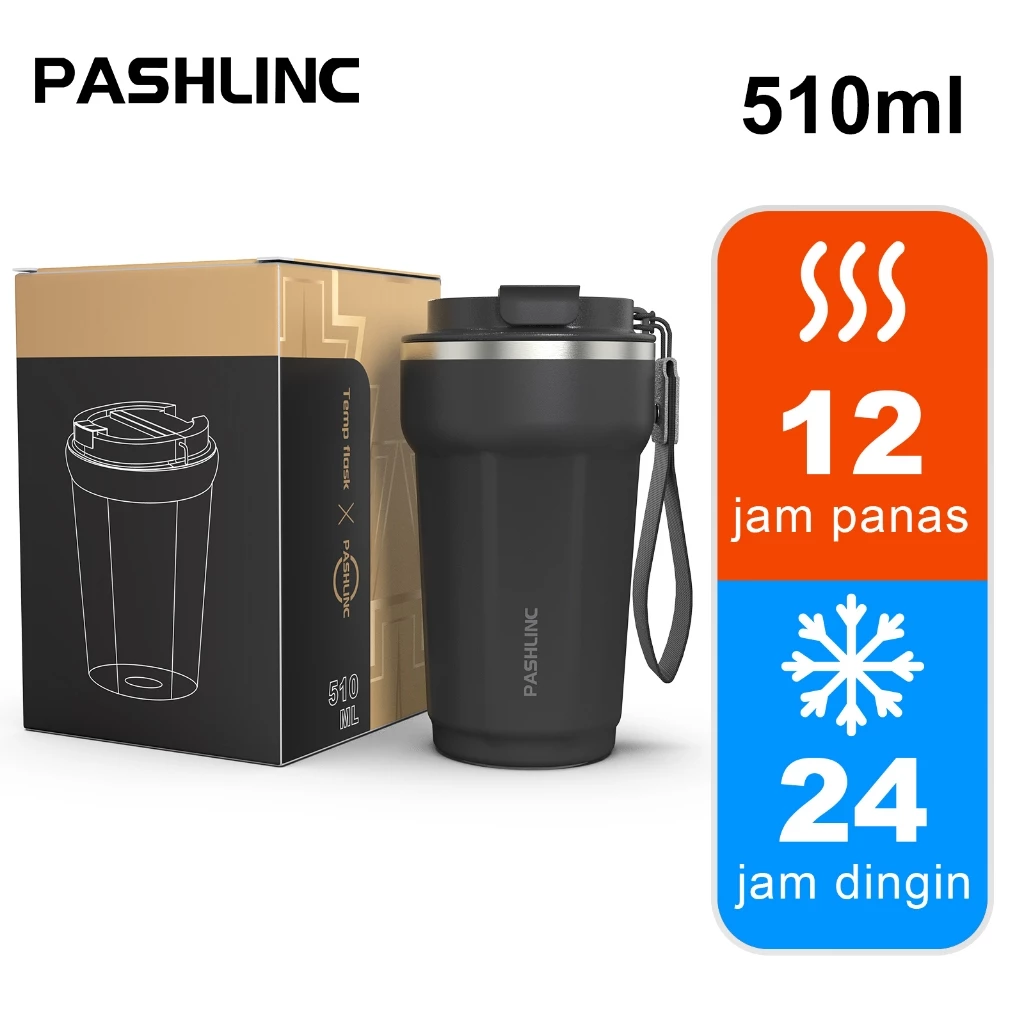 PASHLINC Tumbler Botol Mug Kopi Teh Stainless Steel 380/510ML / Campaign Innerless Steel