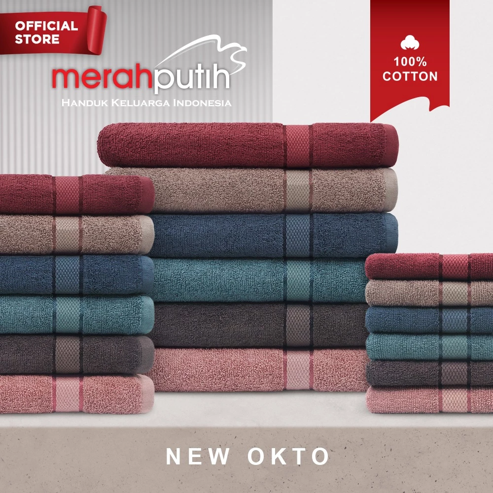 Handuk Merah Putih Towel Series New Okto - Handuk Mandi Dewasa 70 x 135 cm / 50x100 cm