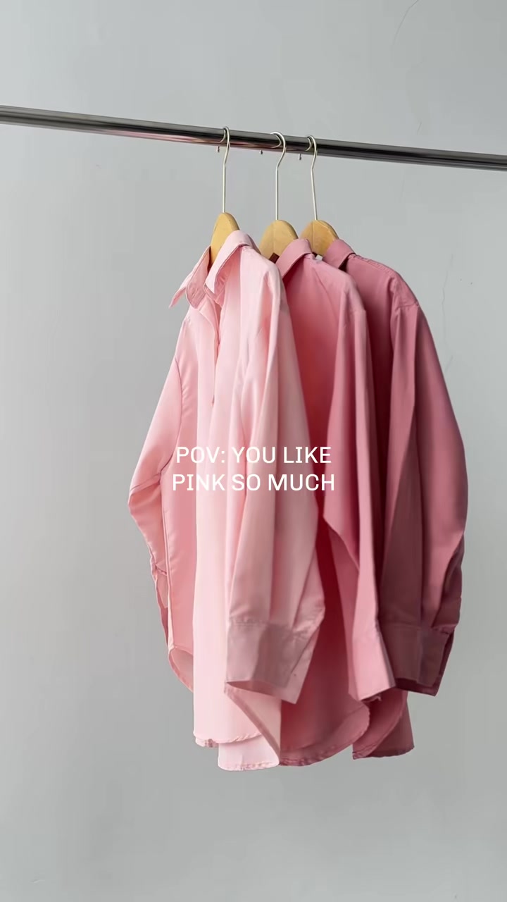 Emang gabisa diem, pink aja kota musi ada 3 macem bestie 🎀🌸  - Afternoon shirt shades: Soft Pink, Marshamallow & Dusty Pink!  - #coquette #coquetteaesthetic #kemejaoversized #kemejawanita