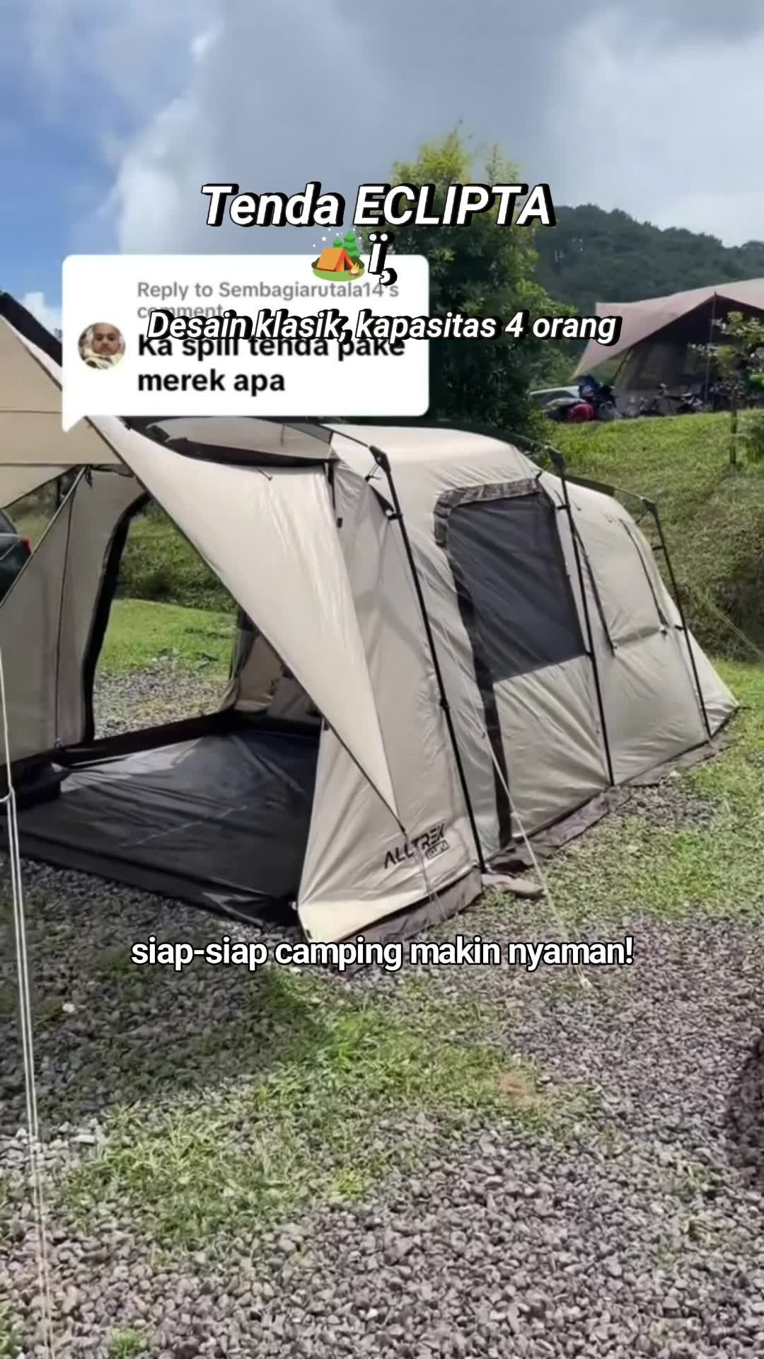 ECLIPTA Tenda Camping Tunnel 4P Double Layer Waterproof Tent #tendacamping #RacunShopee #SpillRacunShopee #ViralDiShopeeVideo #DiskonRacunShopee