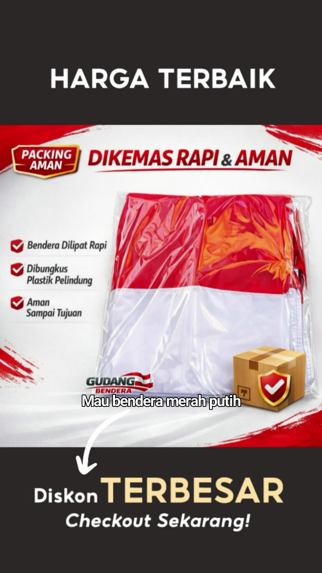 Bendera Merah Putih Bahan Katun Tebal #benderamerahputih #benderamurah #RacunShopee #SpillRacunShopee #ViralDiShopeeVideo #DiskonRacunShopee