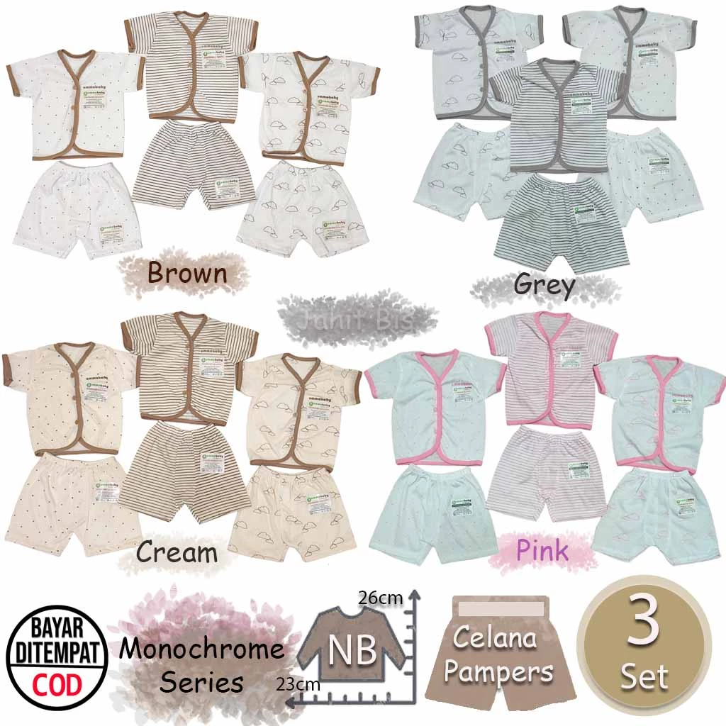 6 Pcs / 3 Set Baju Bayi Pendek Celana Bayi Setelan Bayi Baju Bayi Newborn Baju Bayi Baru Lahir Atasan Bayi Baju Bayi Kado Murah Baju Bayi Lucu Cowok Cewek Baju Bayi Perempuan LakiSeri Abu Ekonomis Gift Set Grey Brown Cream Pink Monochrome Setelan Pendek