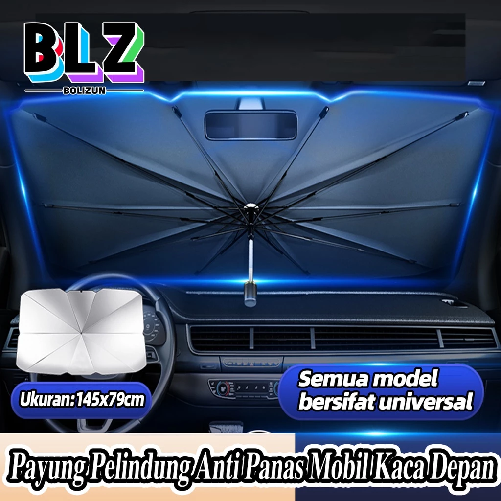 BOLIZUN Payung Pelindung Anti Panas Mobil Kaca Depan / Umbrella Sunshade/Ukuran terbuka