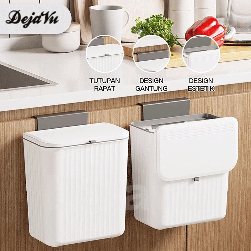 Dejavu Tempat Sampah Tutup Dapur Gantung Tong Sampah Plastik Wadah Trash Bin Gantung Meja HSB640