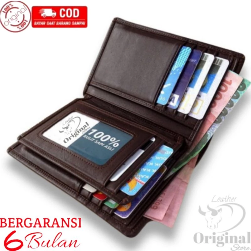 Dompet Kulit Pria 3/4 100% Original Kulit Asli
