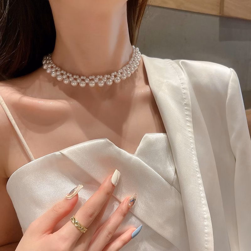 COD Kalung Mutiara Rangkai Wanita Korean Style Series Mewah