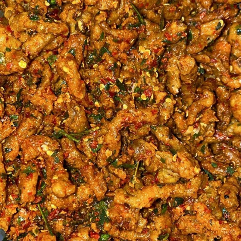 Usus Krispi bos kriuk / kripik usus 1 KG / 1KG usus Crispy bumbu Pedas daun jeruk